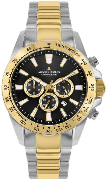Jacques Lemans Herreklokke 1-2140H Liverpool Sort/Gulltonet stål