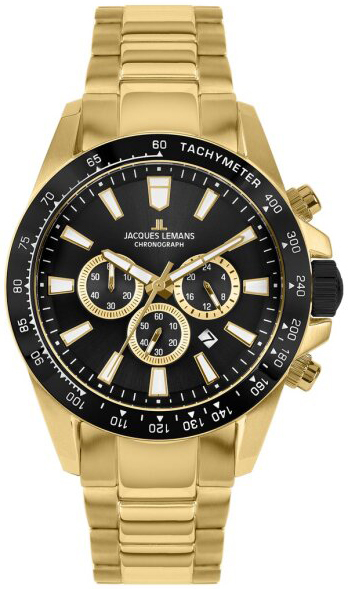 Jacques Lemans Herreklokke 1-2140I Liverpool Sort/Gulltonet stål
