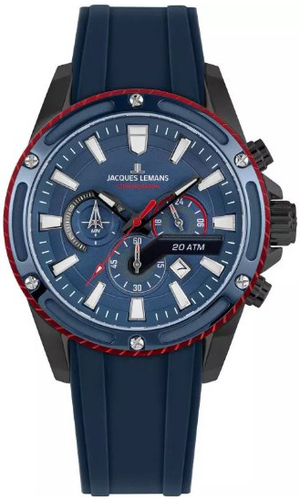 Jacques Lemans Herreklokke 1-2141B Liverpool Blå/Gummi Ø48 mm