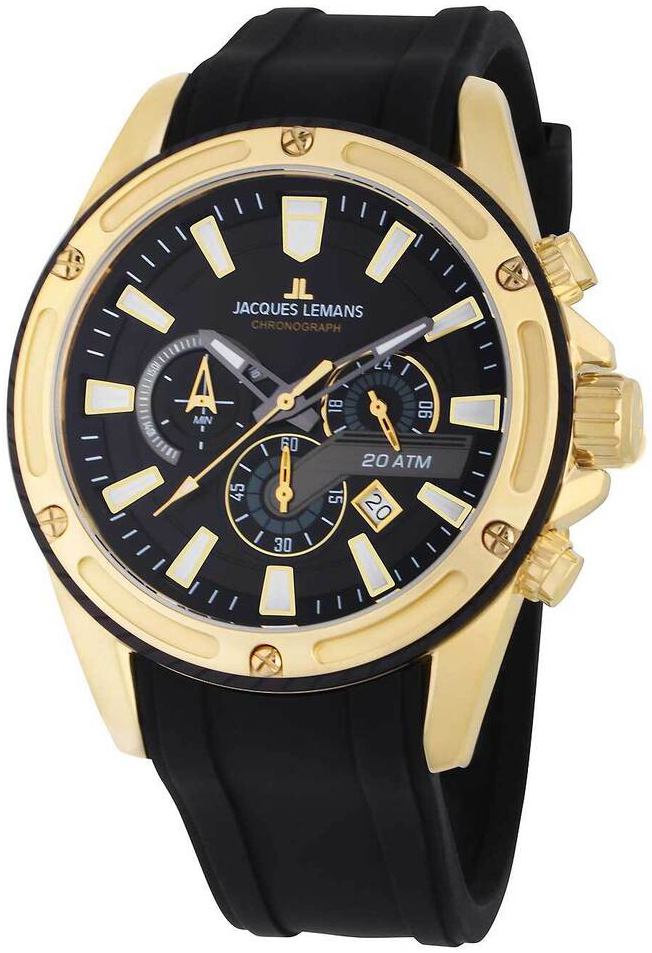 Jacques Lemans Herreklokke 1-2141D Liverpool Sort/Gummi Ø48 mm