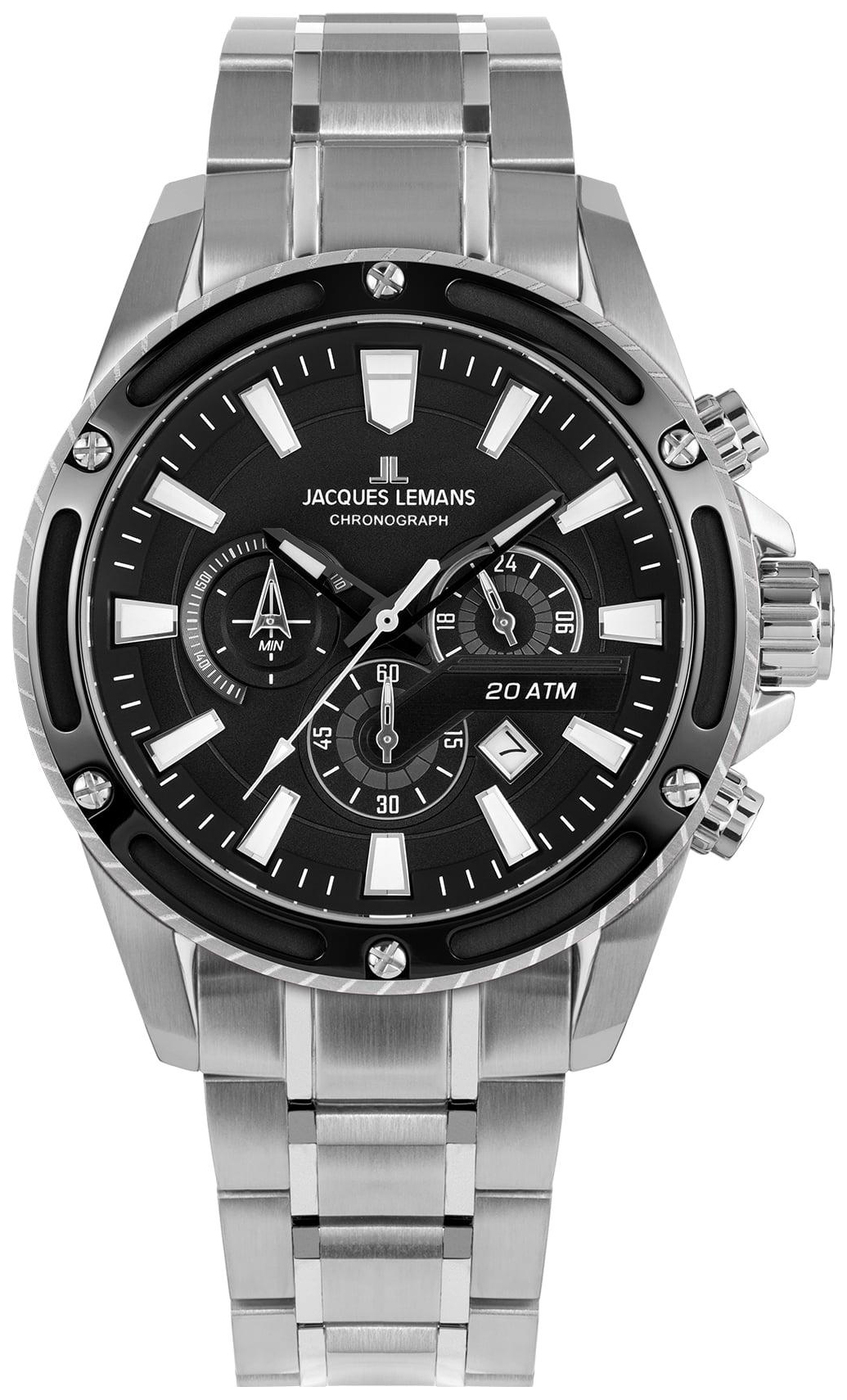 Jacques Lemans Herreklokke 1-2141E Liverpool Sort/Stål Ø48 mm