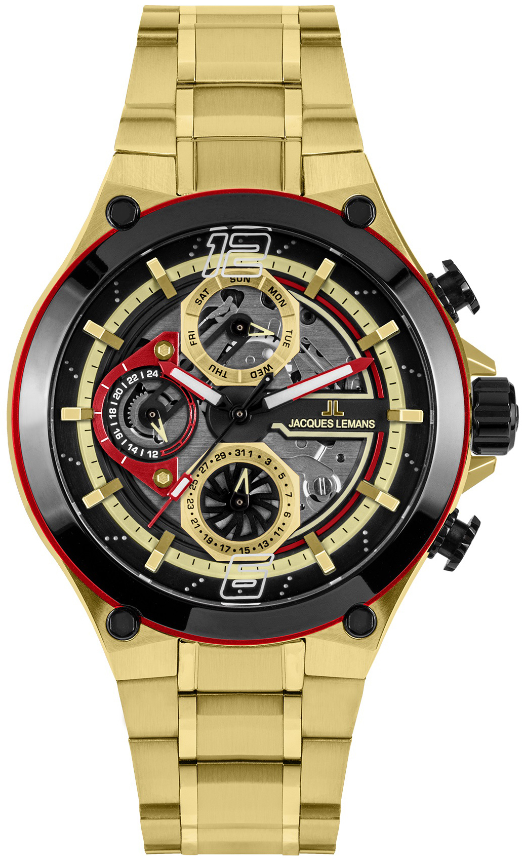 Jacques Lemans Herreklokke 1-2150H Manchester Sort/Gulltonet stål