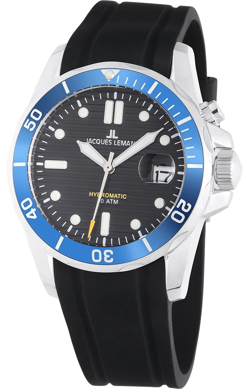 Jacques Lemans Herreklokke 1-2170D Hybromatic Sort/Gummi Ø41 mm