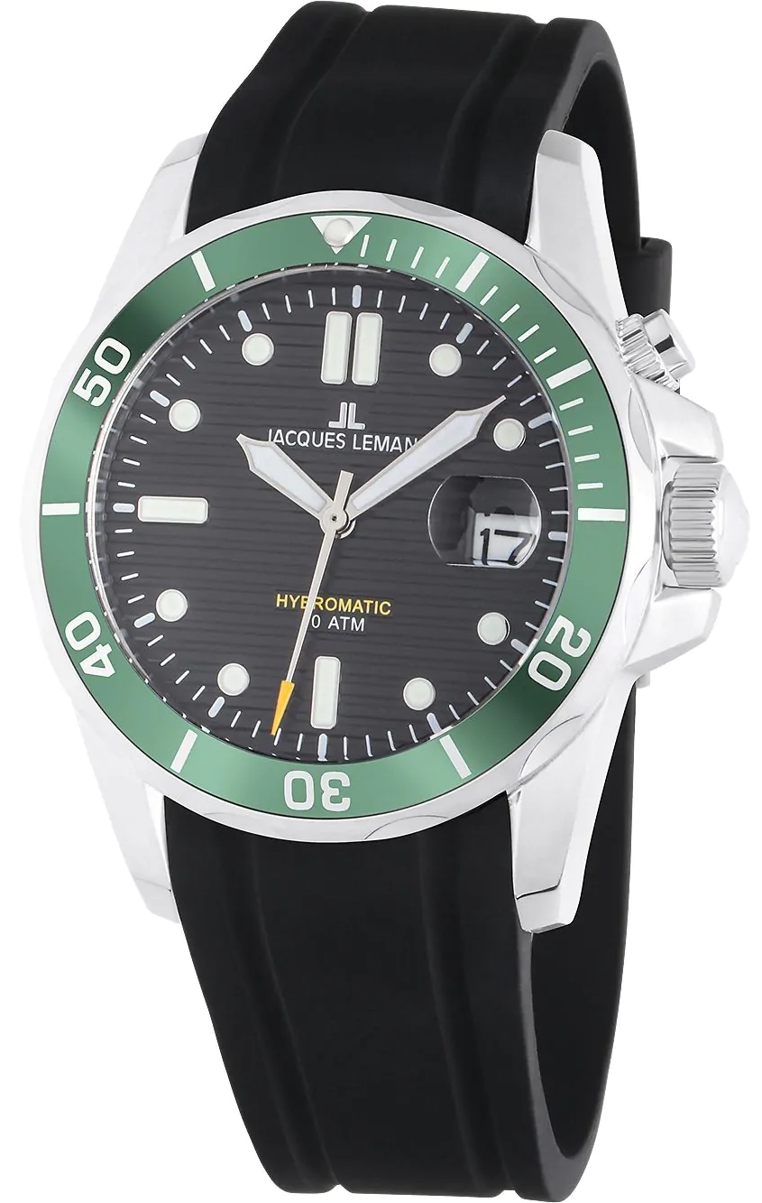 Jacques Lemans Herreklokke 1-2170E Hybromatic Sort/Gummi Ø41 mm
