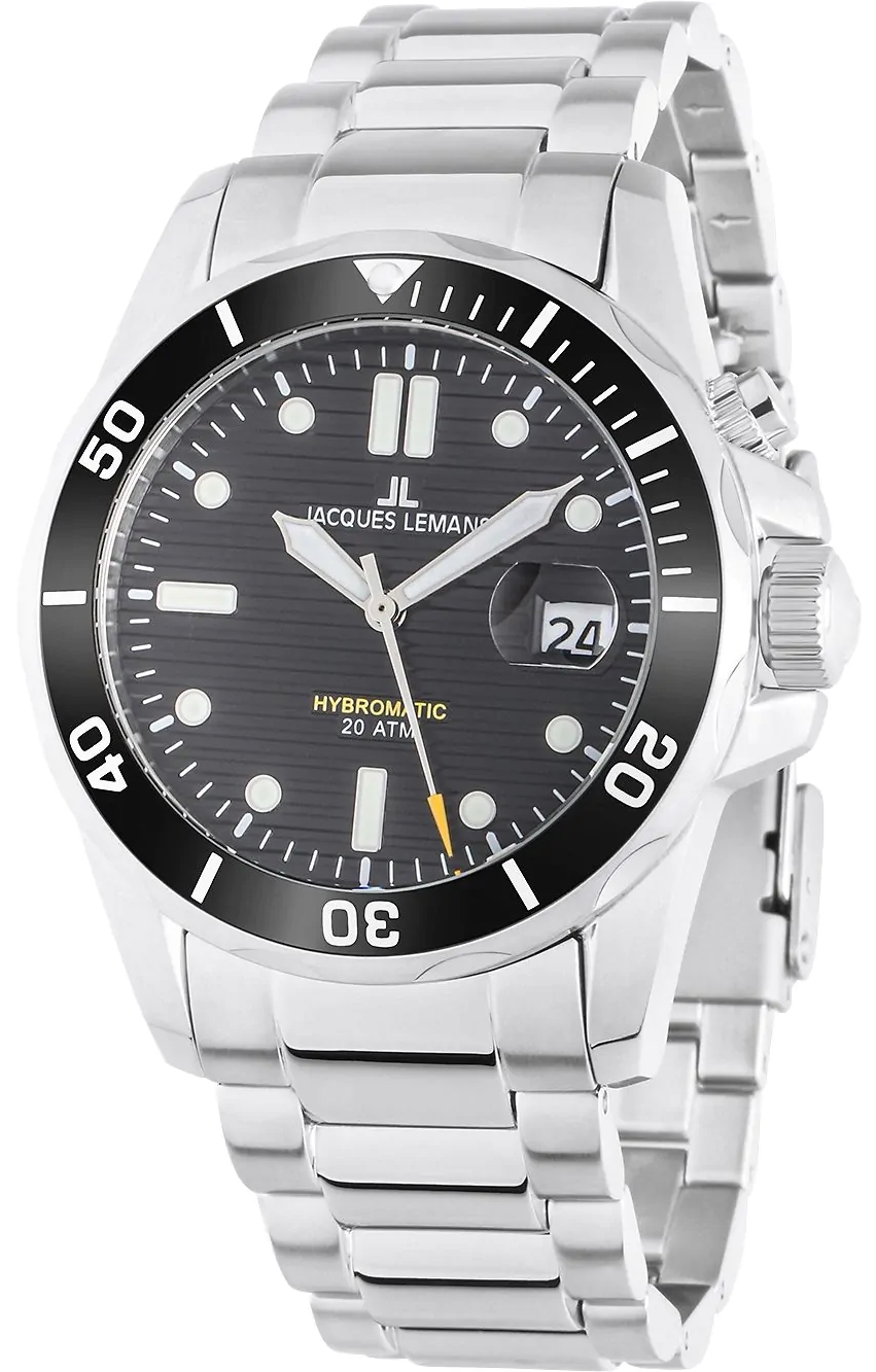 Jacques Lemans Herreklokke 1-2170G Hybromatic Sort/Stål Ø41 mm