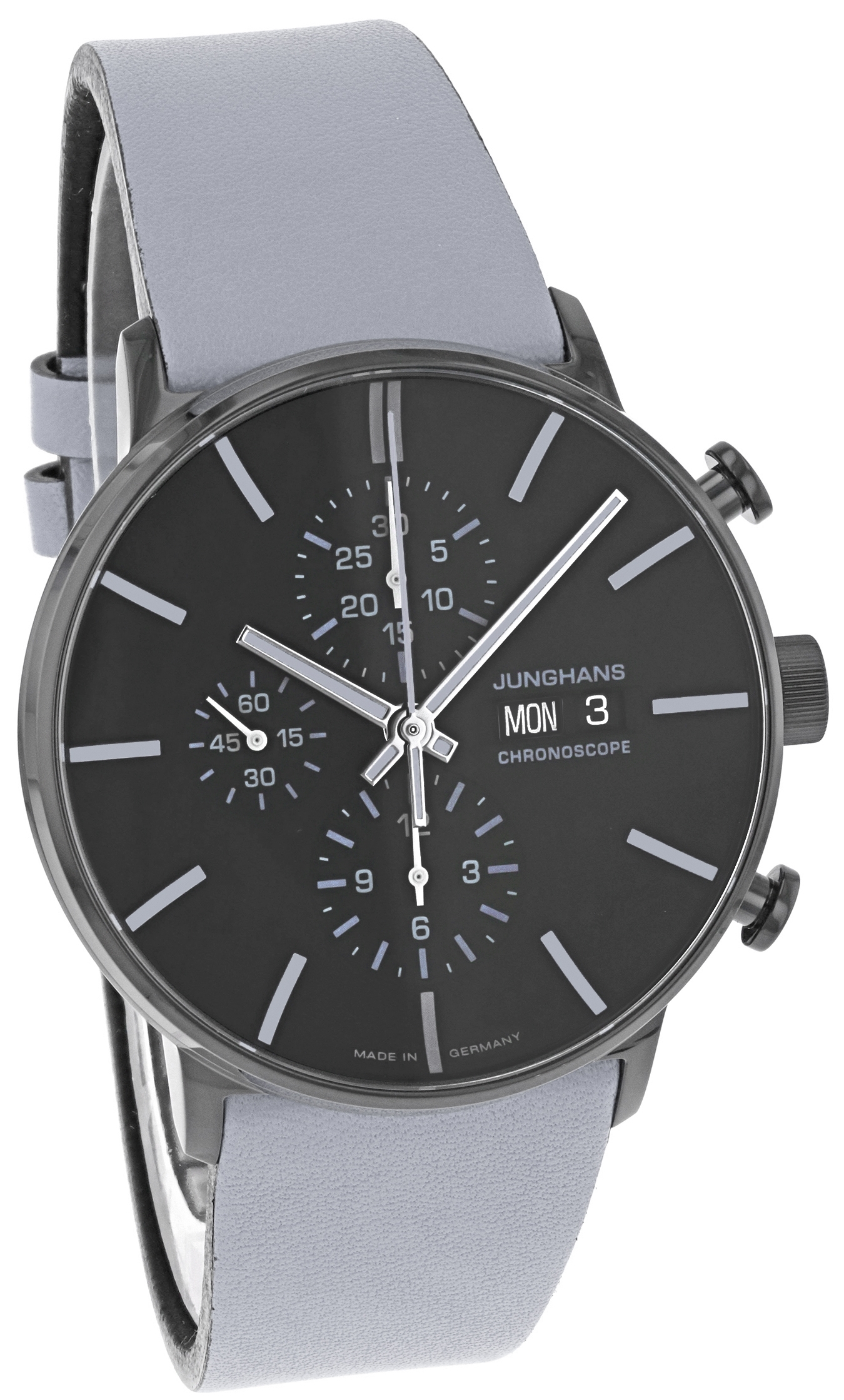 Junghans Herreklokke 27/4371.01 FORM A Chronoscope Sort/Lær Ø42 mm