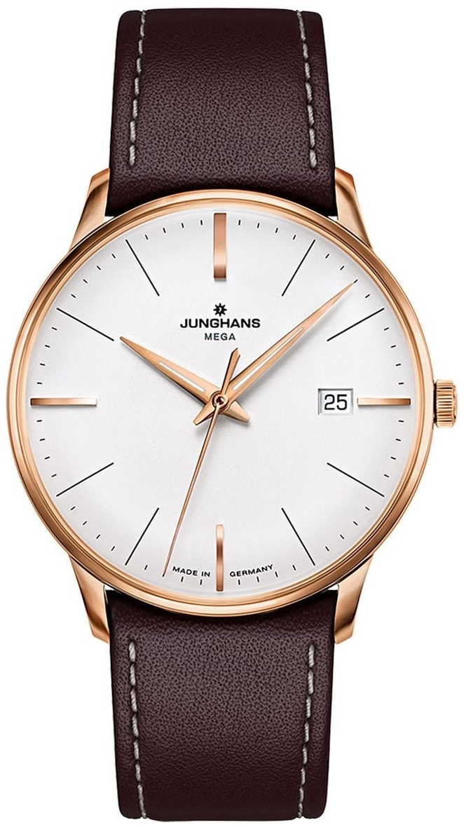 Junghans Herreklokke 58/7500.02 Meister MEGA Hvit/Lær Ø38.4 mm