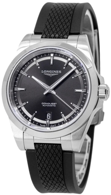 Longines Herreklokke L3.720.4.52.9 Conquest Sort/Gummi Ø38 mm