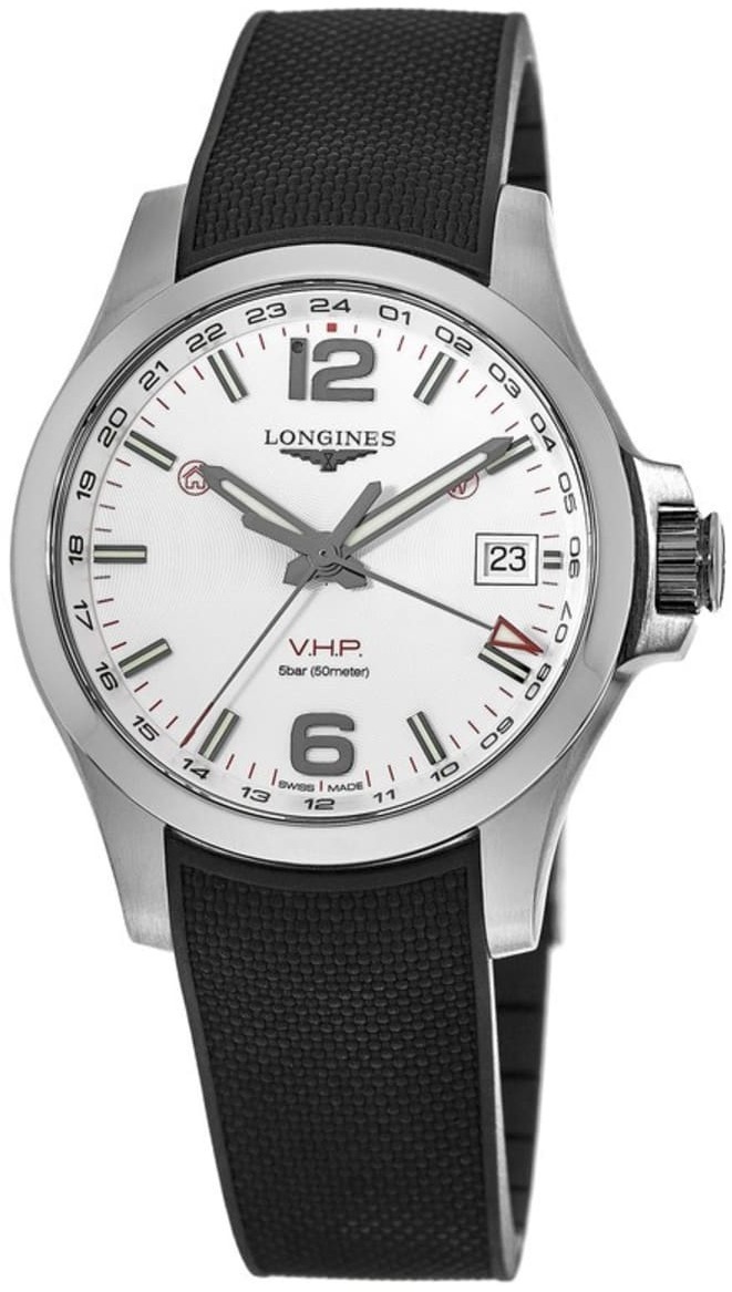 Longines Conquest V.H.P. Herreklokke l3.718.4.76.9 Sølvfarget/Gummi - Longines