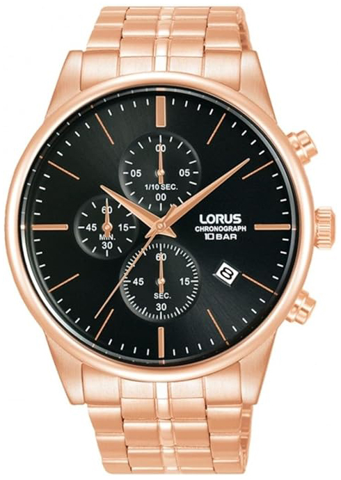Lorus Herreklokke RM366JX9 Urban Sort/Rose-gulltonet stål Ø43 mm