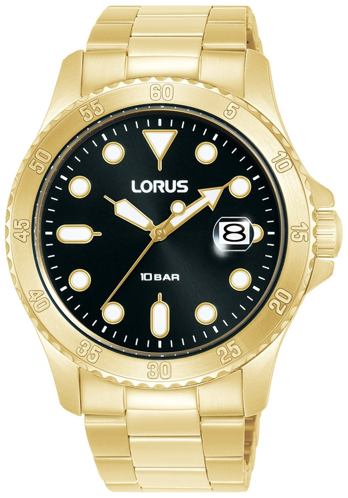 Lorus Herreklokke RS972DX9 Sports Sort/Gulltonet stål Ø42 mm
