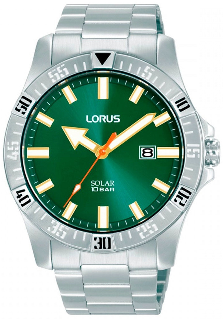 Lorus Herreklokke RX381AX9 Solar Grønn/Stål Ø42 mm