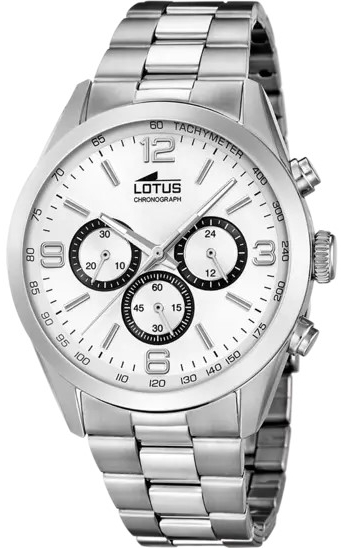 Lotus Herreklokke 18152/E Classic Hvit/Stål Ø43 mm
