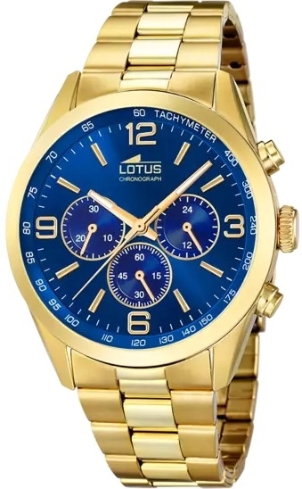 Lotus Herreklokke 18153/A Classic Blå/Gulltonet stål Ø43 mm