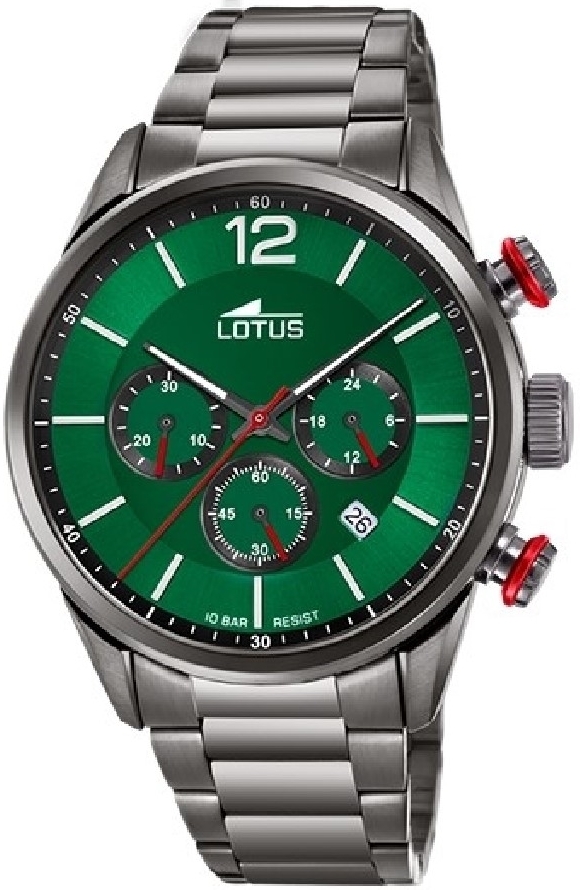 Lotus Herreklokke 18686/4 Classic Grønn/Stål Ø43 mm