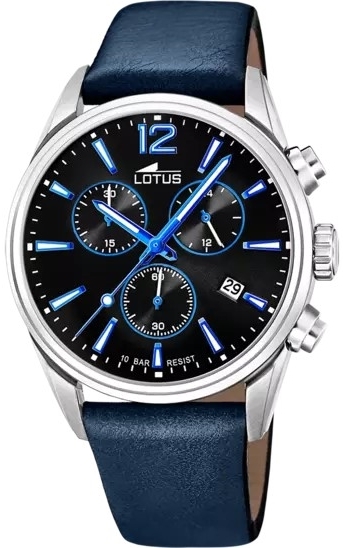 Lotus Herreklokke 18691/6 Classic Sort/Lær Ø42 mm