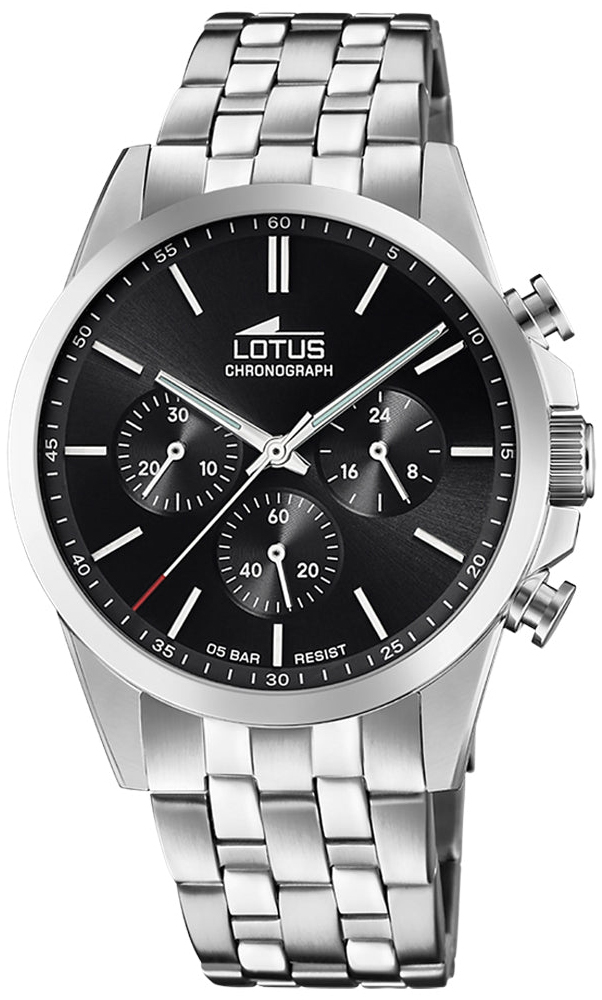 Lotus Herreklokke 18989/4 Chrono Sort/Stål Ø41 mm
