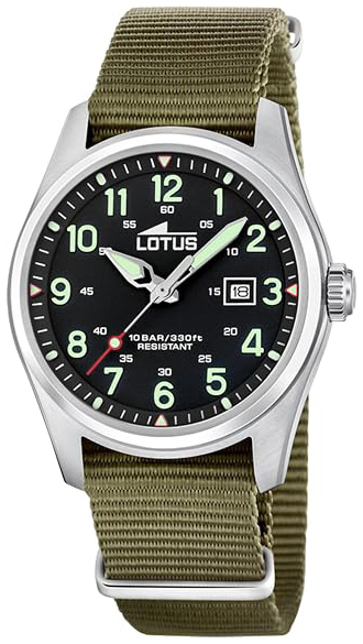 Lotus Herreklokke 19055/4 Minimalist Sort/Tekstil Ø42 mm