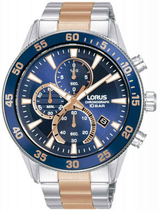 Lorus Herreklokke RM329JX9 Sports Blå/Rose-gulltonet stål Ø45 mm