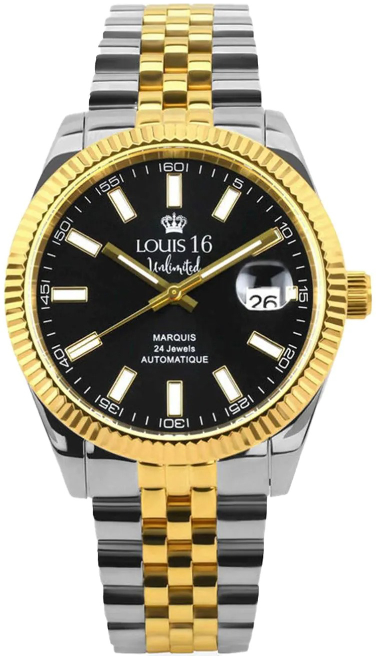 Louis XVI Herreklokke LXVI3040 Marquis Sort/Gulltonet stål Ø42 mm