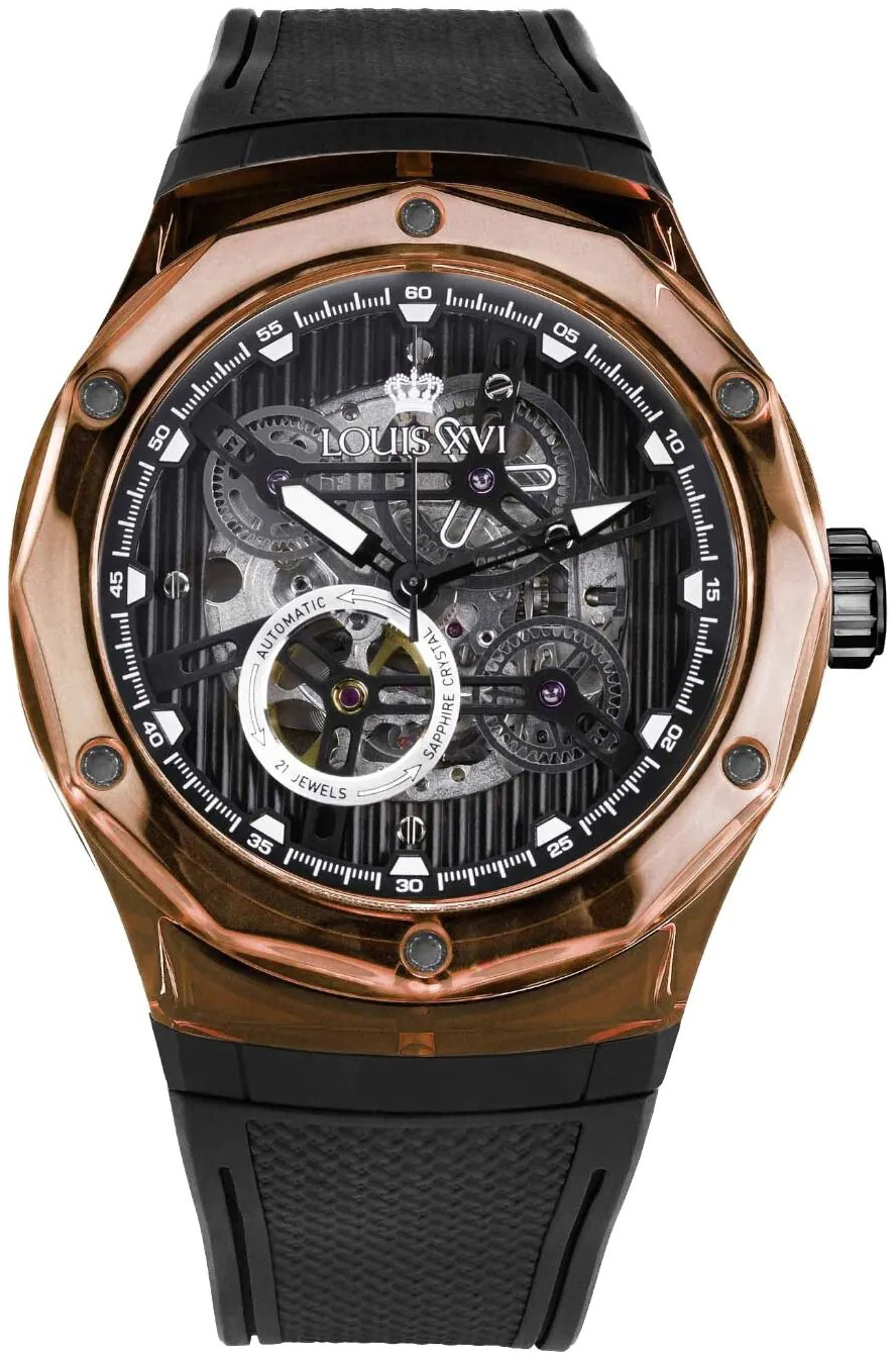 Louis XVI Herreklokke LXVI3883 La Lumiere Sort/Gummi Ø45 mm