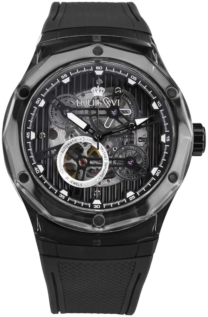 Louis XVI Herreklokke LXVI3884 La Lumiere Sort/Gummi Ø45 mm