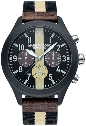 Mark Maddox Herreklokke HC2001-55 Classic Sort/Tekstil Ø42 mm