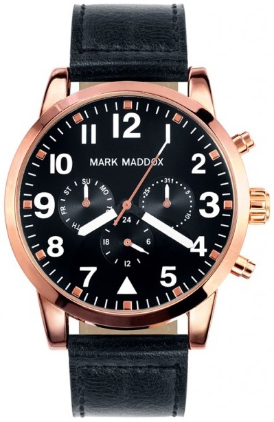 Mark Maddox Herreklokke HC3004-54 Classic Sort/Lær Ø45 mm