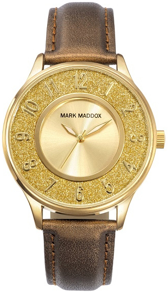 Mark Maddox Herreklokke MC0013-25 Classic Gullfarget/Lær Ø38 mm