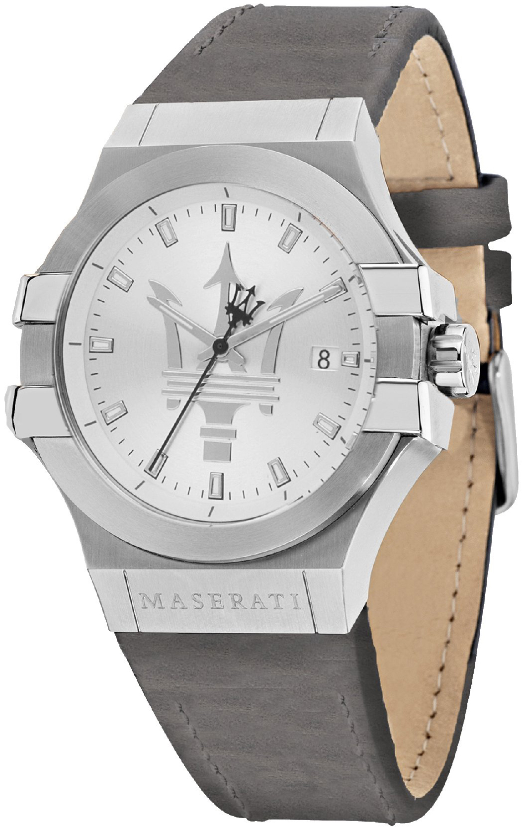 Maserati Herreklokke R8851108018 Potenza Sølvfarget/Lær Ø42 mm