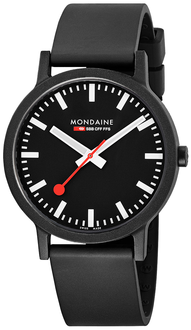 Mondaine Herreklokke MS1.41120.RB Sort/Gummi Ø41 mm