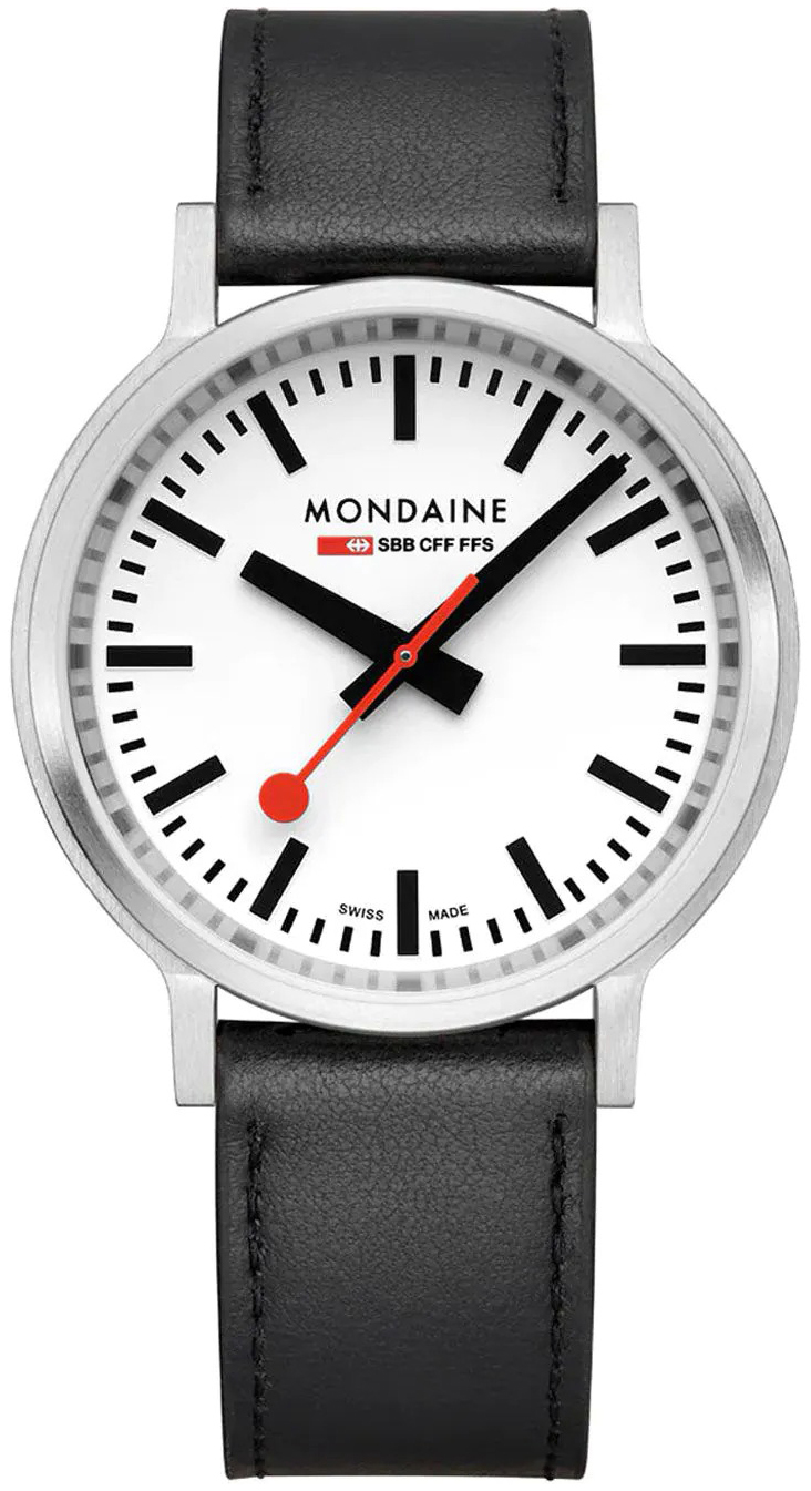 Mondaine Herreklokke MST.4101B.LBV.2SE Stop2Go Hvit/Lær Ø41 mm