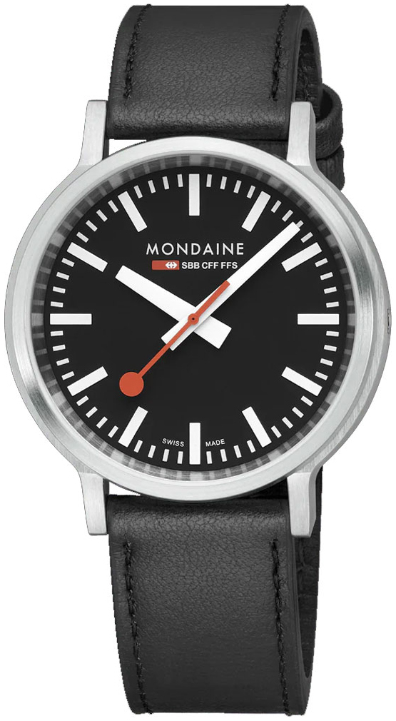 Mondaine Herreklokke MST.41020.LBV.2SE Stop2Go Sort/Lær Ø41 mm
