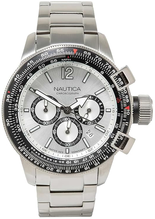 Nautica Herreklokke NAPBFCF04 Pacific Beach Sølvfarget/Stål Ø46 mm
