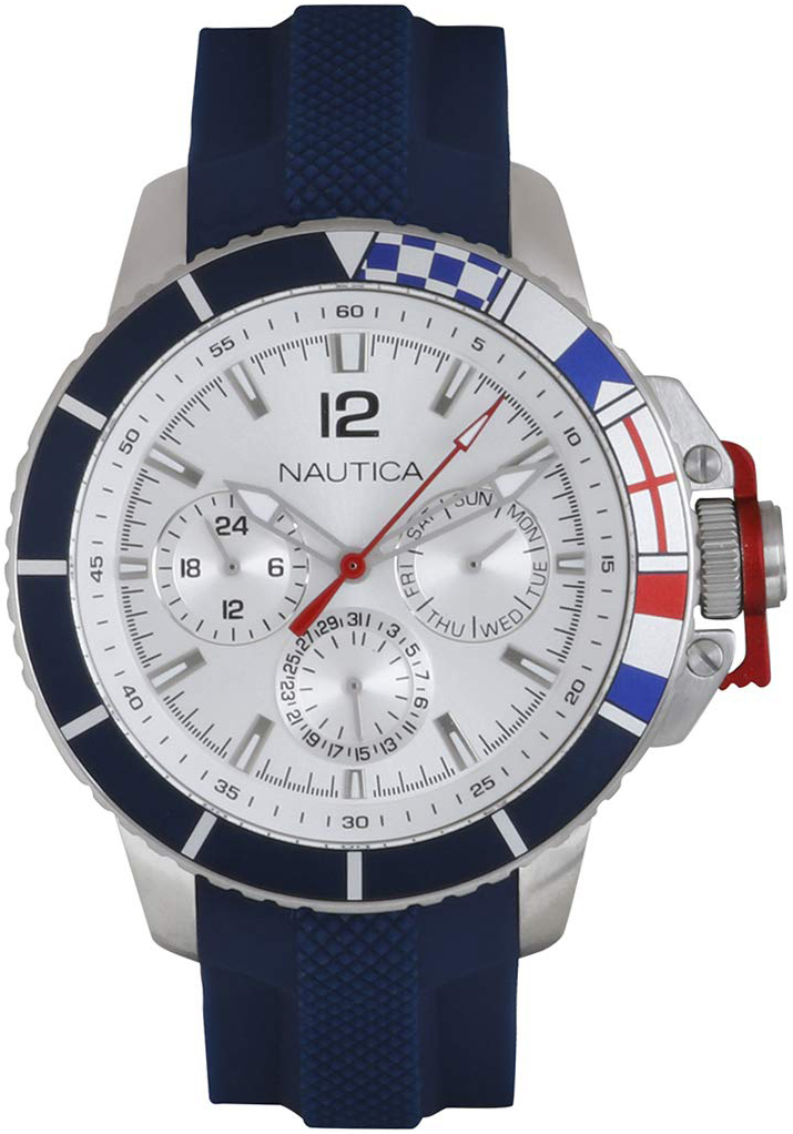 Nautica Herreklokke NAPBHP903 Sølvfarget/Gummi Ø46 mm