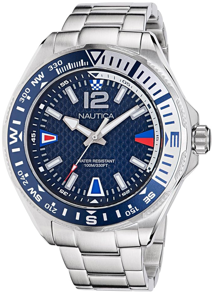 Nautica Herreklokke NAPCWF301 Clearwater Beach Blå/Stål Ø48 mm