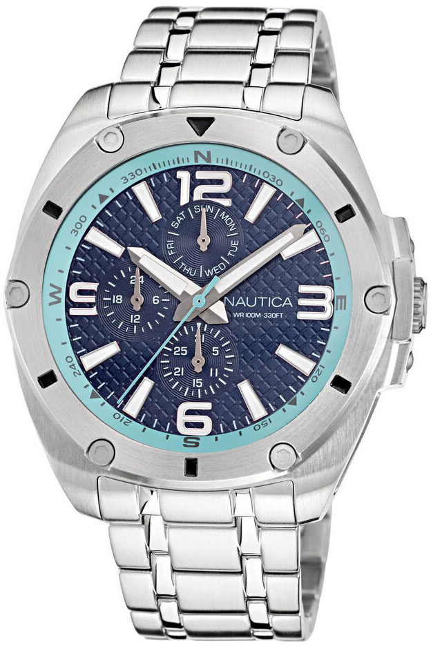 Nautica Herreklokke NAPTCS225 Tin Blå/Stål Ø44 mm