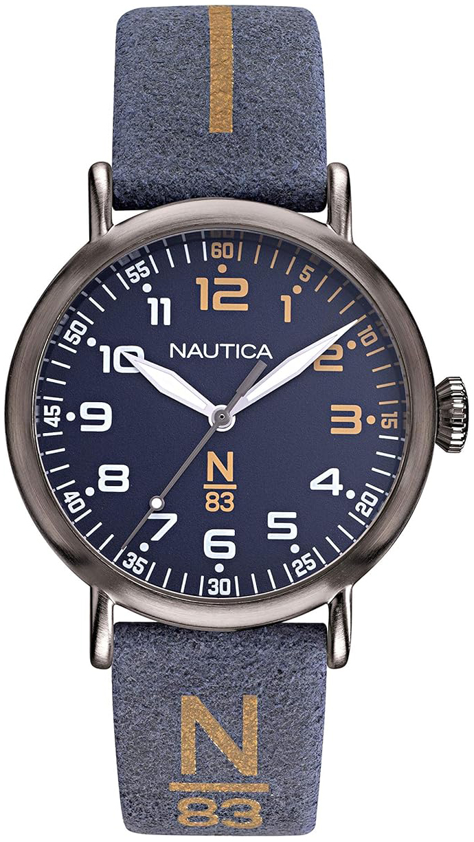 Nautica Herreklokke NAPWLF919 N83 Blå/Lær Ø40 mm