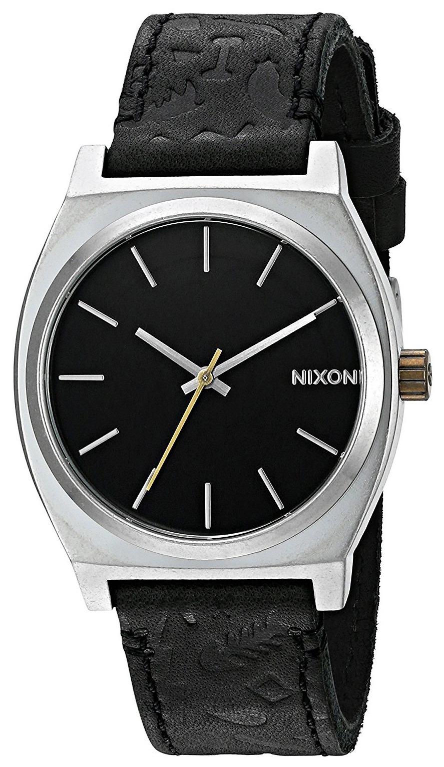 Nixon The Time Teller Herreklokke A0452222-00 Sort/Lær Ø37 mm