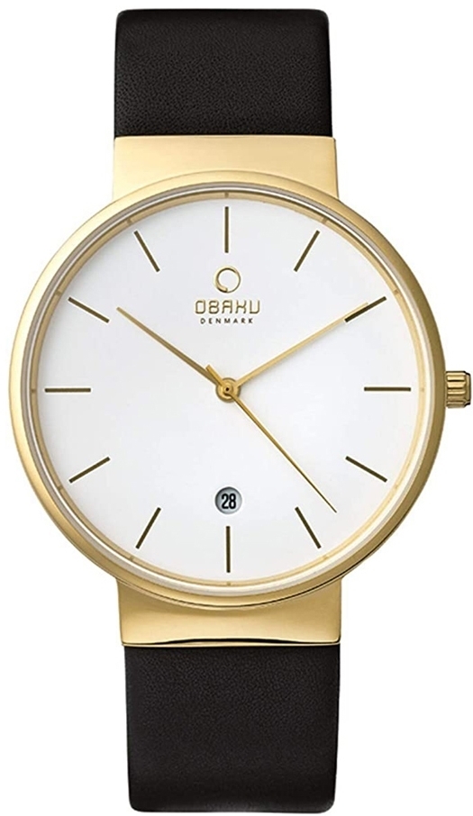 Obaku Herreklokke V153GDGWRB Klar Hvit/Lær Ø40 mm