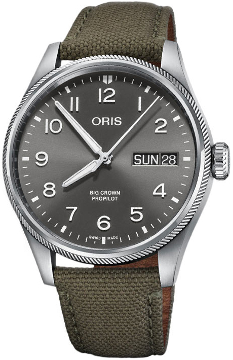 Oris Herreklokke 01 752 7760 4063-07 3 22 02LC Aviation Grå/Lær