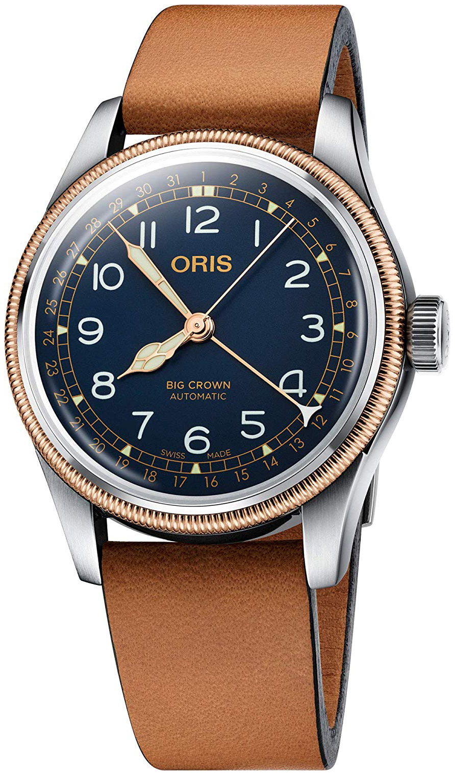 Oris Herreklokke 01 754 7741 4365-07 5 20 71 Aviation Blå/Lær Ø40
