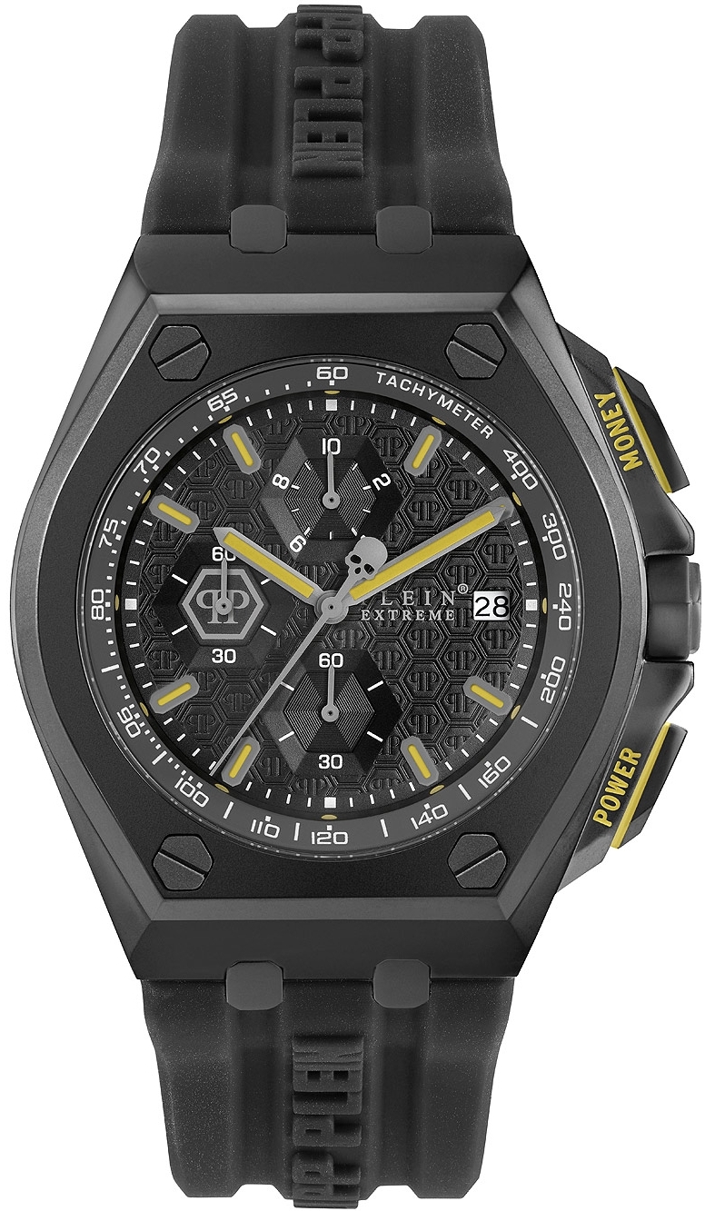 Philipp Plein Herreklokke PWGAA0221 Plein Extreme Sort/Gummi Ø44 mm