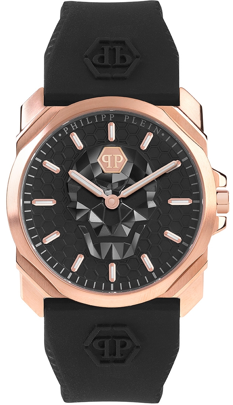Philipp Plein Herreklokke PWLAA0222 The Skull Sort/Gummi Ø40 mm