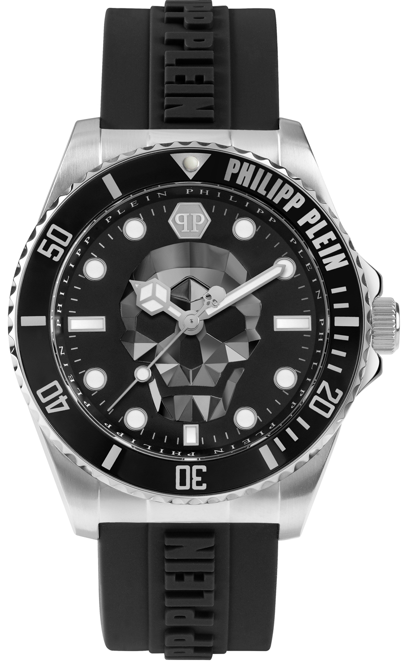 Philipp Plein Herreklokke PWOAA0122 The Skull Sort/Gummi Ø44 mm