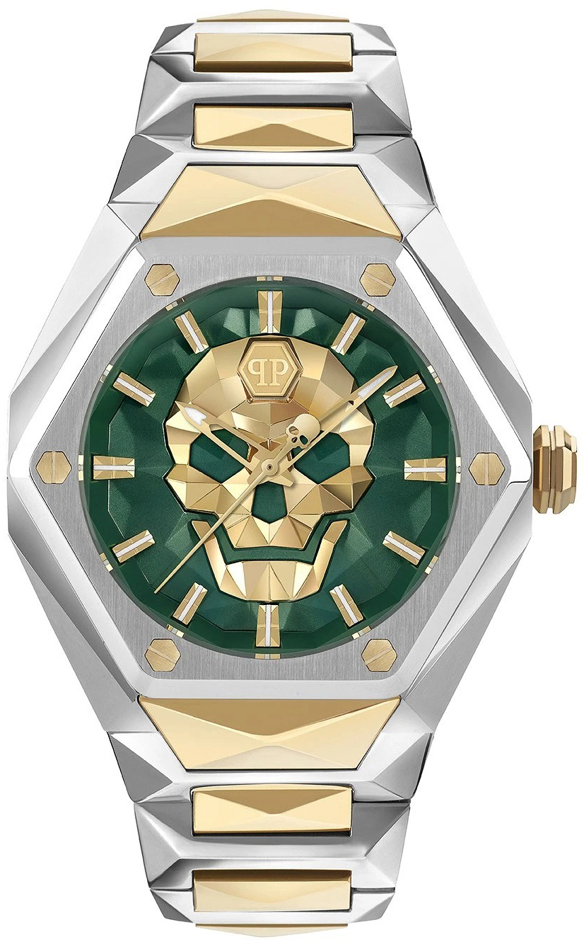 Philipp Plein Herreklokke PWPWA0724 The Skull Grønn/Gulltonet stål