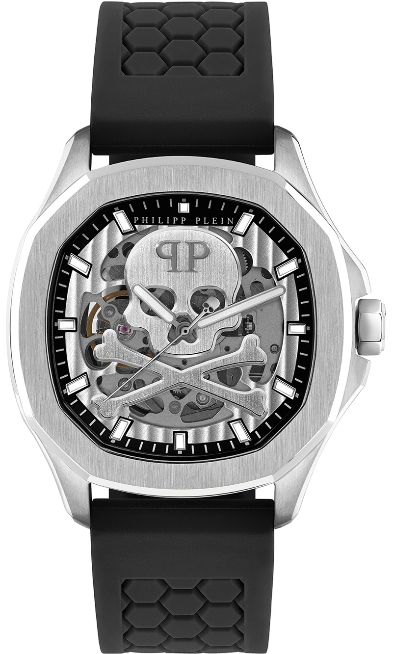 Philipp Plein Herreklokke PWRAA0123 High-Conic Sølvfarget/Gummi Ø42