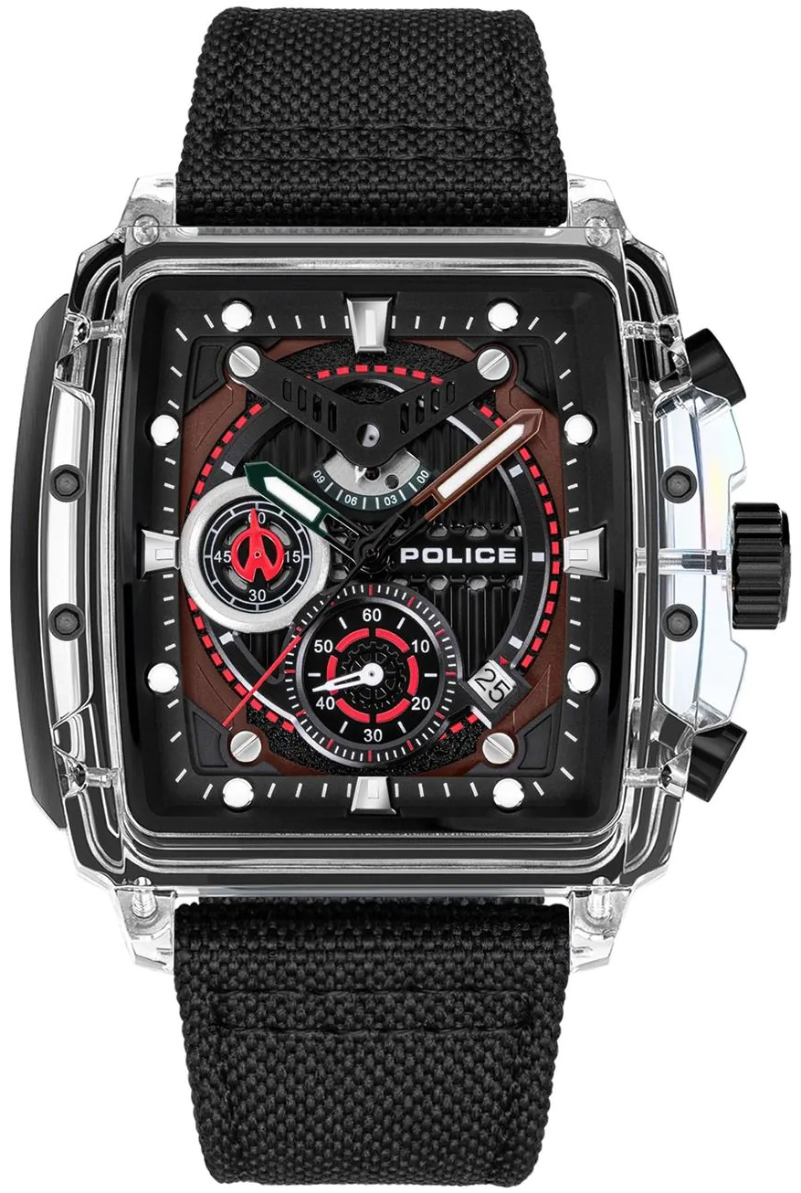 Police Herreklokke PEWGC00770X0 Chrono Sort/Lær