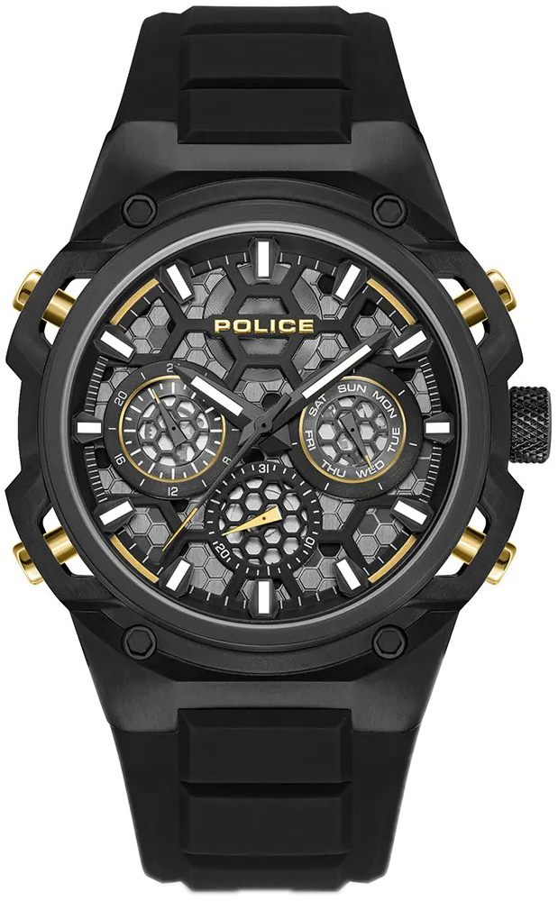 Police Herreklokke PEWGQ0071901 Challenger Sort/Gummi Ø46 mm