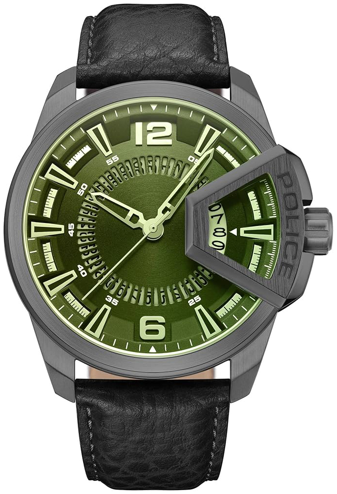 Police Herreklokke PEWJB0005603 Underlined Grønn/Lær Ø46 mm
